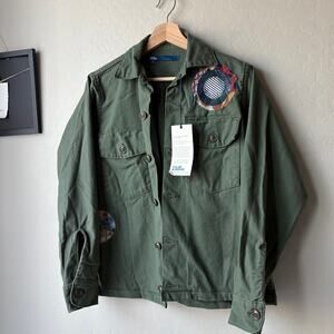 Atelier & Repairs Jacket Green Fatigue Army Patched Cotton Jacket Size M NWT